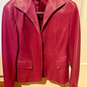 Pink leather Lafayette 148 leather jacket